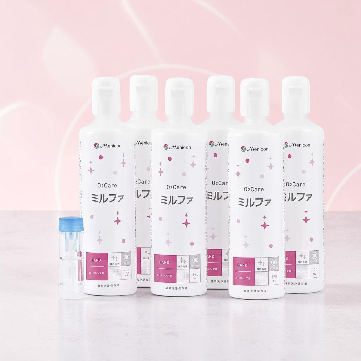 メニコン O2ケア ミルファ 120ML 6本 レンズケース付き ハードコンタクトレンズ用 酵素洗浄保存液