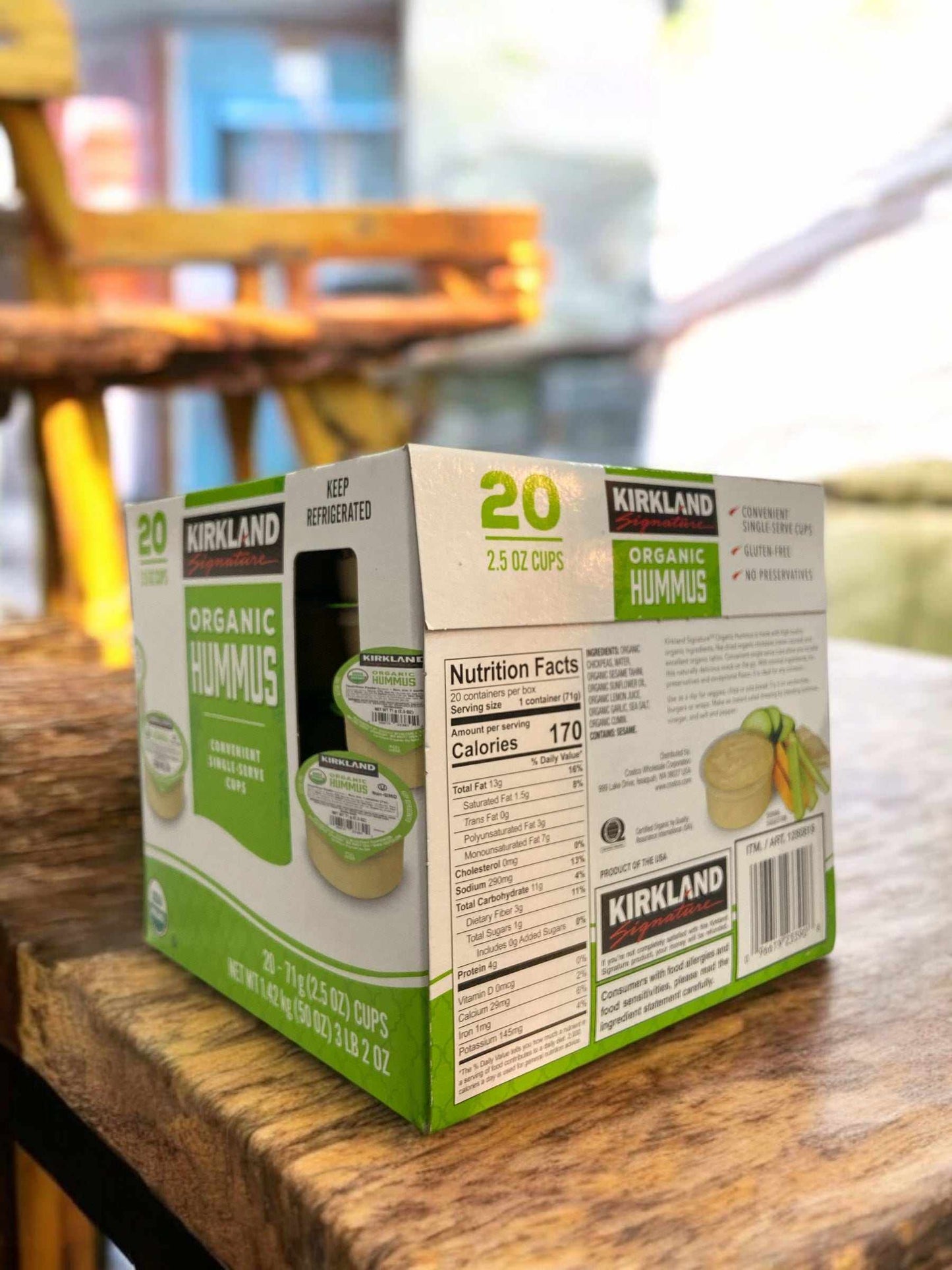 フムス【冷蔵商品】 KS オーガニック フムス 71g × 20個入り 1箱セット HUMMUS ひよこ豆 カークランドシグネチャー