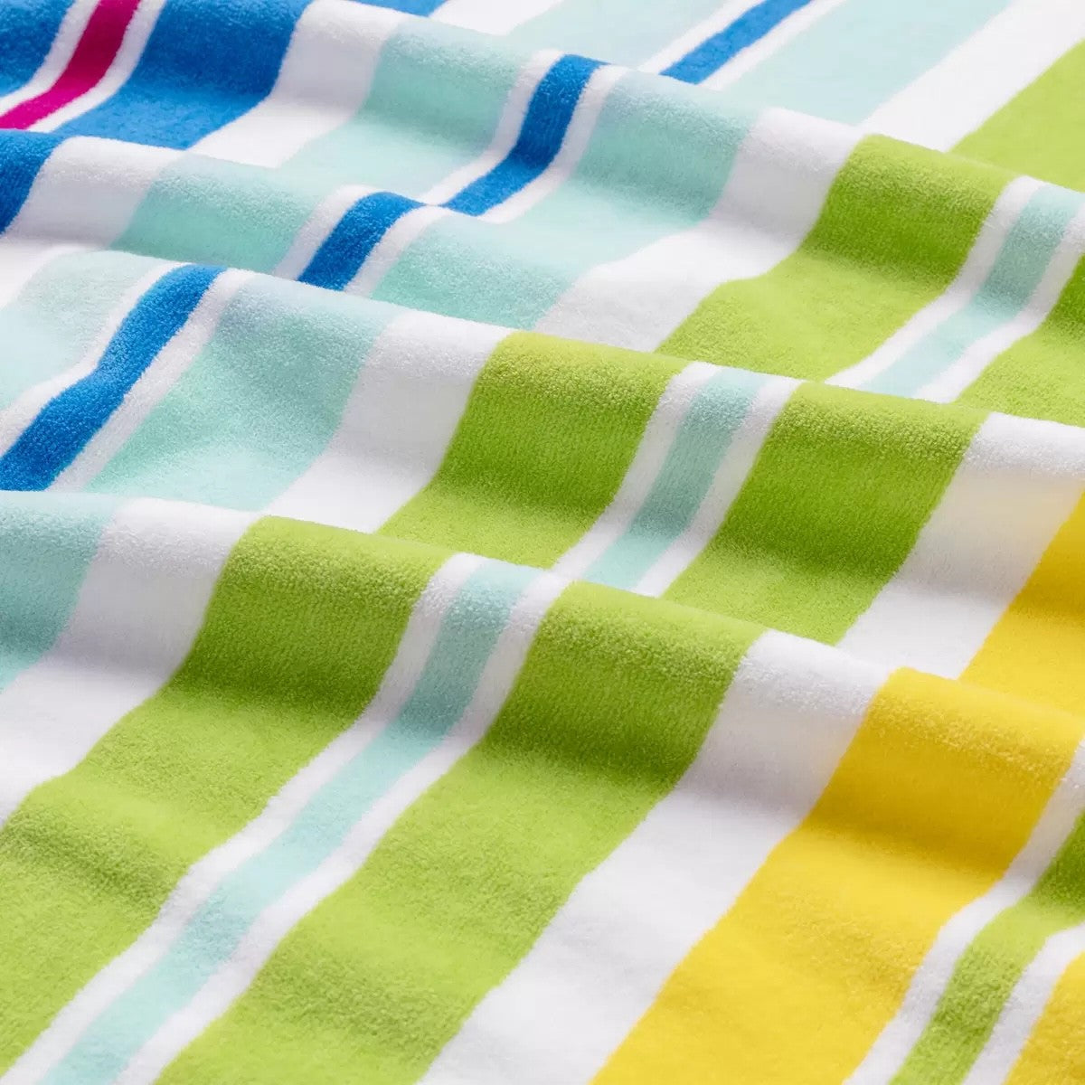 大判ビーチタオル 101cm x 182cm WELSPUN カラー ストライプ ブルーピンク