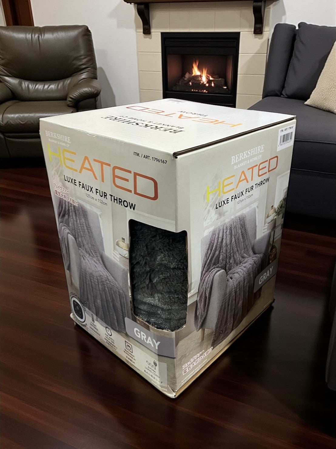 電気大判ひざ掛け 127cm x 152cm BERKSHIRE BLANKET カラー グレー