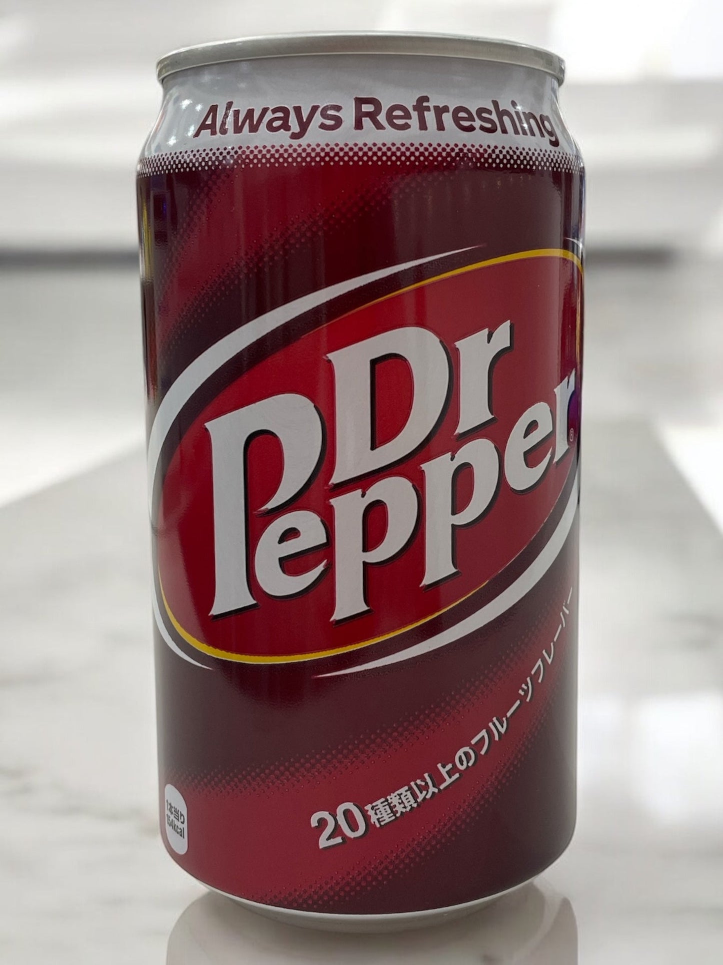 Dr Pepper 350ml can, Texas-born carbonated drink with over 20 blended flavors.