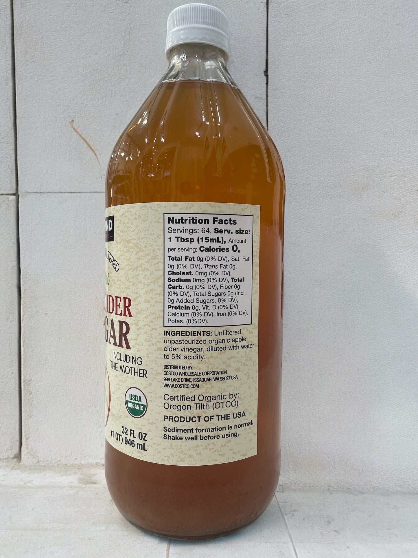 KSオーガニックアップルサイダービネガー946ml有機栽培りんご使用