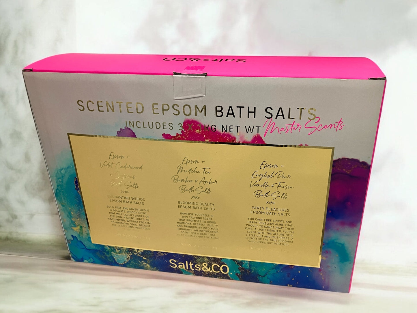 Salts&CO. エプソム バスソルト 抹茶、竹&琥珀の香り 1kg /EPSOM SCENTED GIFT PACK