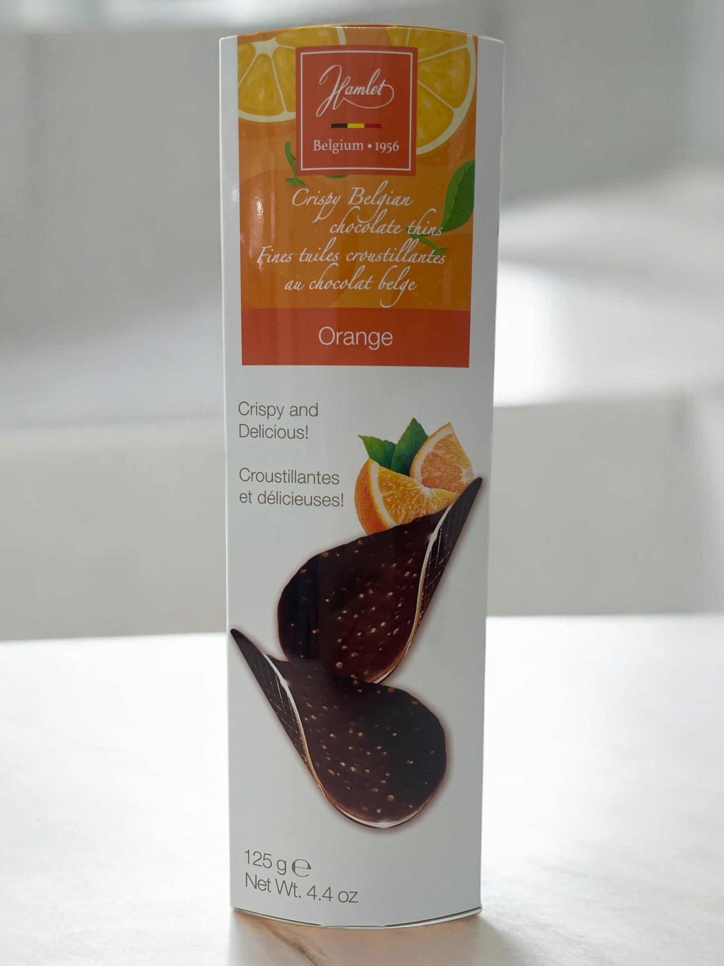 Crispy Belgian chocolate chips with dark orange flavor, 36 individually wrapped pieces, 125g, Hamlet.