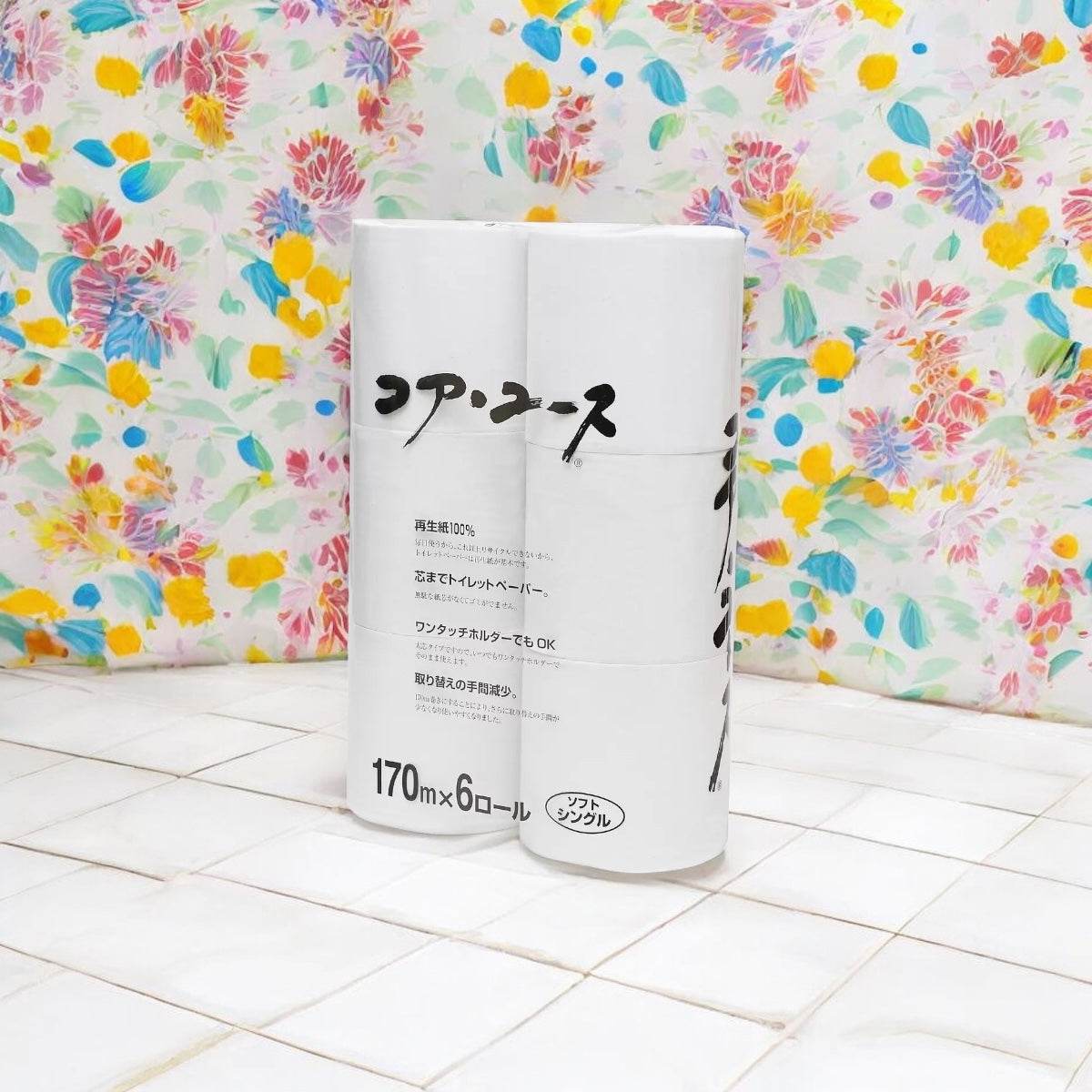 コアユースの再生紙トイレットペーパー24ロール芯なし大容量170m