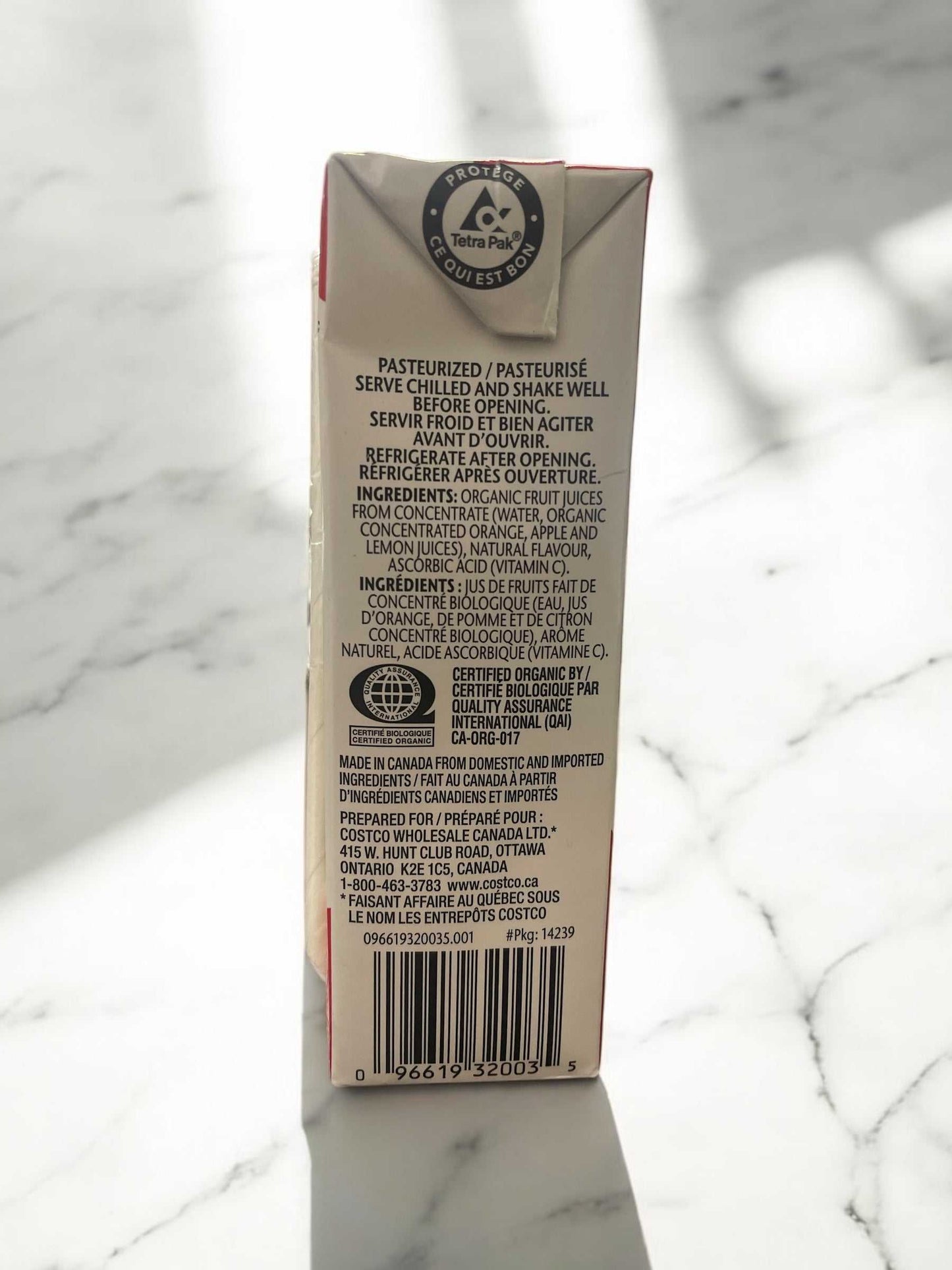 KS オーガニック 100% ジュース オレンジ 200ml パック / カークランドシグネチャー