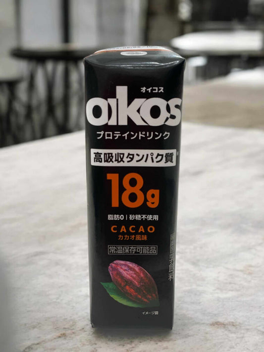 Danone Oikos high absorption protein drink cacao flavor 240ml carton with 18g protein zero fat and no sugar