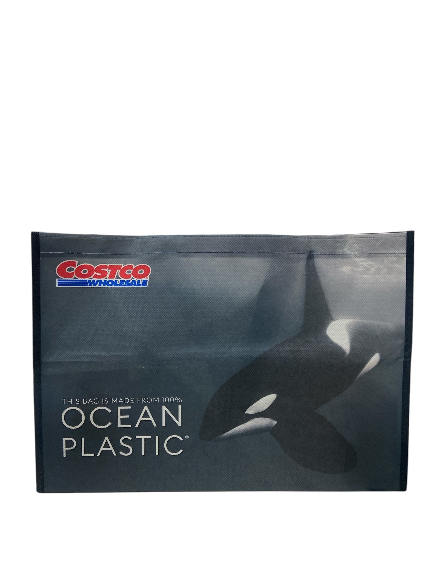 COSTCO コストコオリジナルブラックショッピングバッグ、OCEAN PLASTICデザイン、エコバッグ。