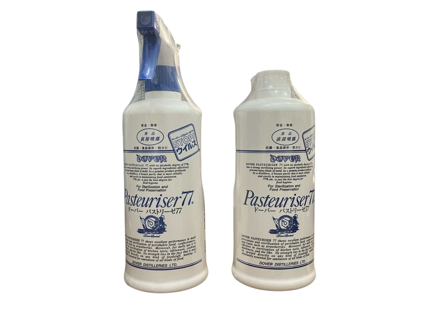【お得なセット販売】ドーバー パストリーゼ 77 【 本体1本 + 付け替え用1本 計2本セット 】 各500ml×2 食品用 除菌アルコールセット 詰め替え用