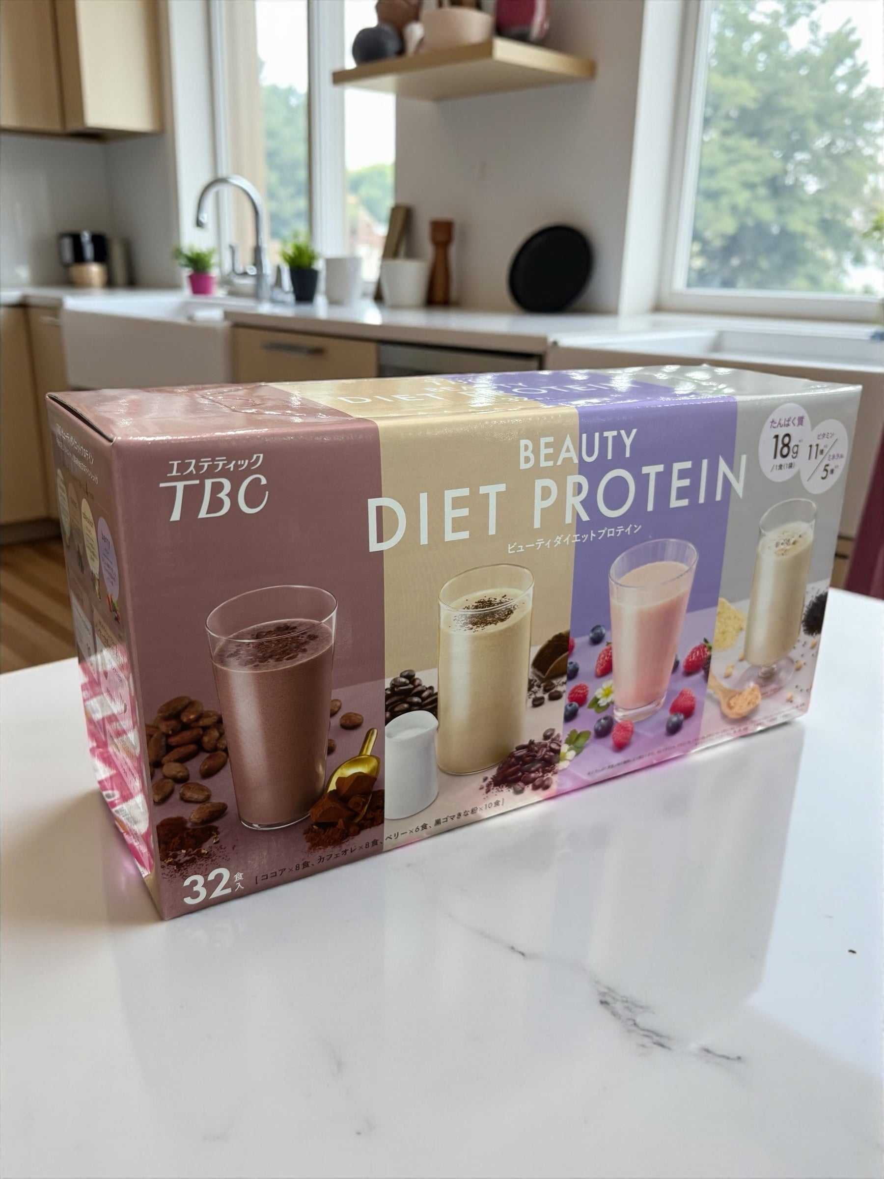 TBC ビューティダイエットプロテイン 4種 計32食 ココア カフォオレ