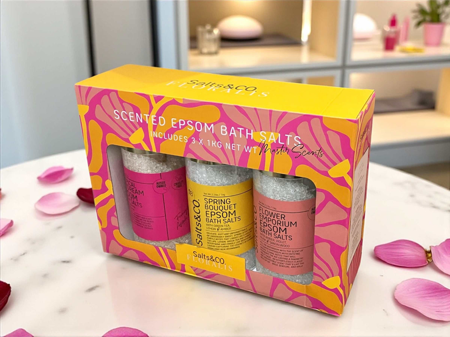 Salts&CO. エプソム バスソルト  ブルメリア、アップル&グァバの香り  1kg /EPSOM FLORALIS SCENTED  GIFT PACK  Salts & Co.