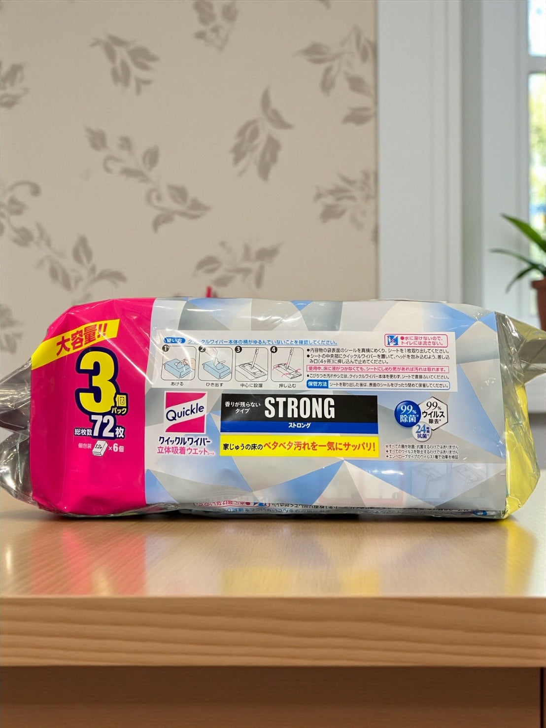 クイックルワイパー 立体吸着 ウェットシート ストロング 24枚x3袋