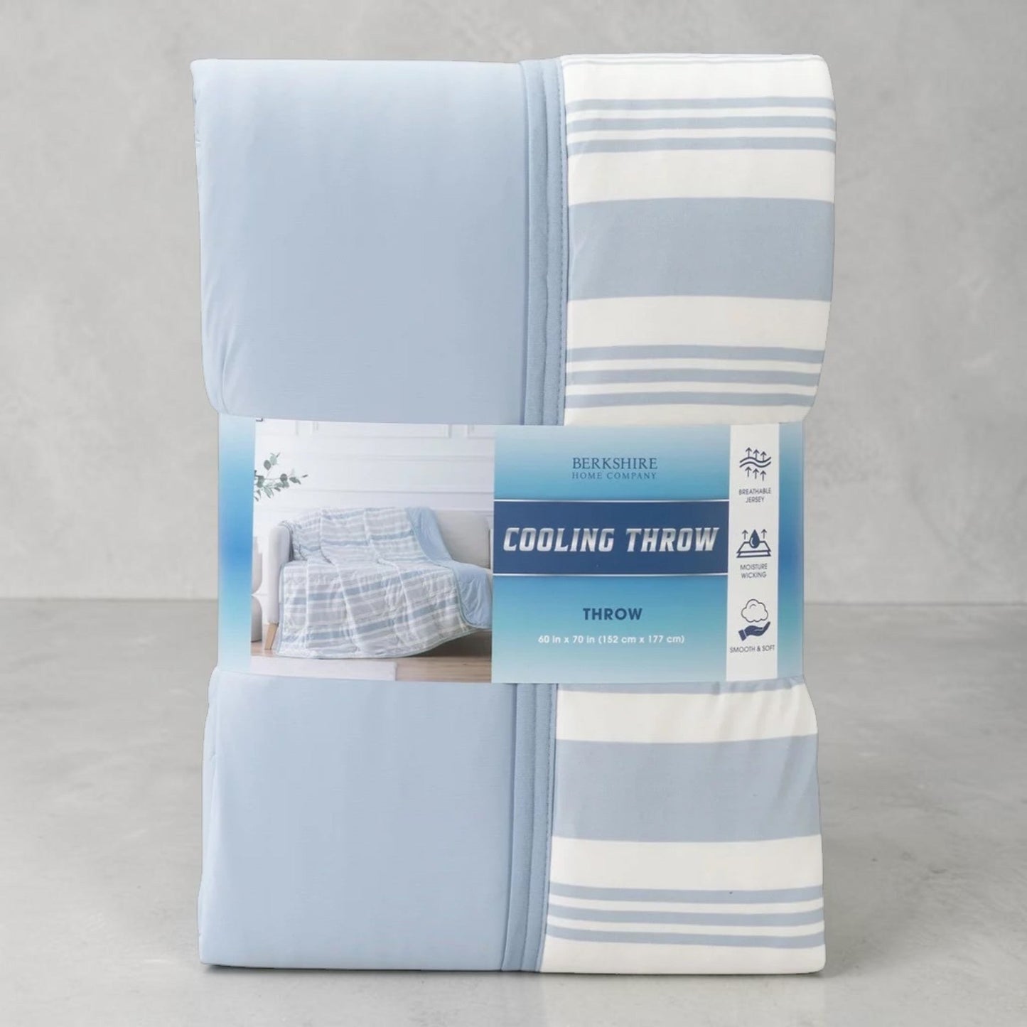 クーリング 大判ひざ掛け 152cm x 177cm  BERKSHIRE BLANKET＆HOME  カラー  ストライプブルー