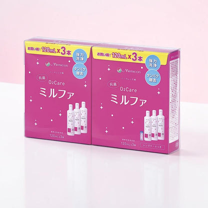 メニコン O2ケア ミルファ 120ML 6本 レンズケース付き  ハードコンタクトレンズ用  酵素洗浄保存液