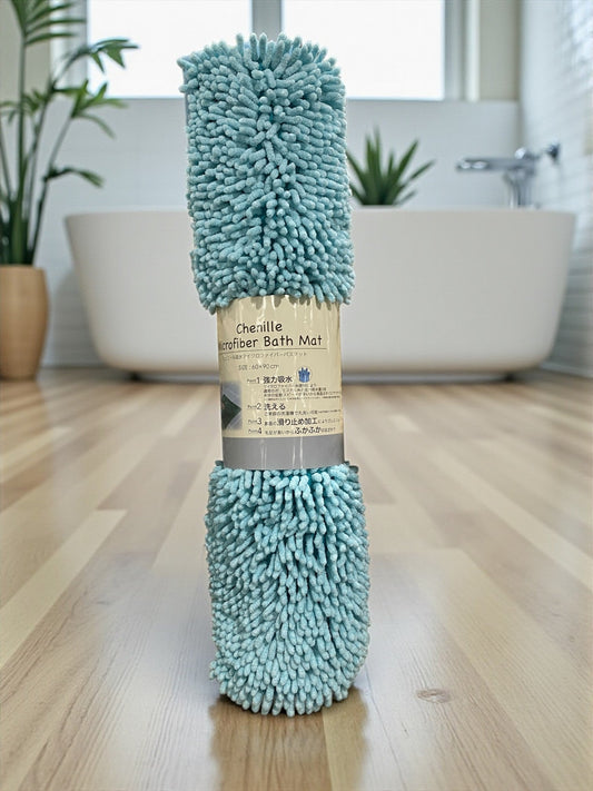 シェニール 吸水マイクロファイバー バスマット 60cm x 90cm  カラー ターコイズ