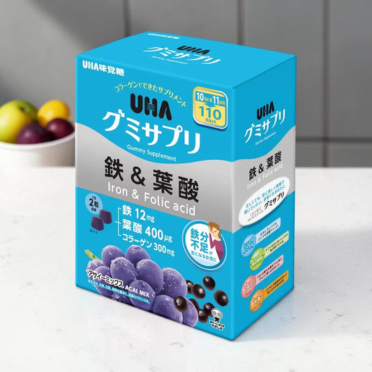 UHA味覚糖 グミサプリ 鉄 and 葉酸  220粒 サプリメント  | 20粒 10日分 × 11パック 入り