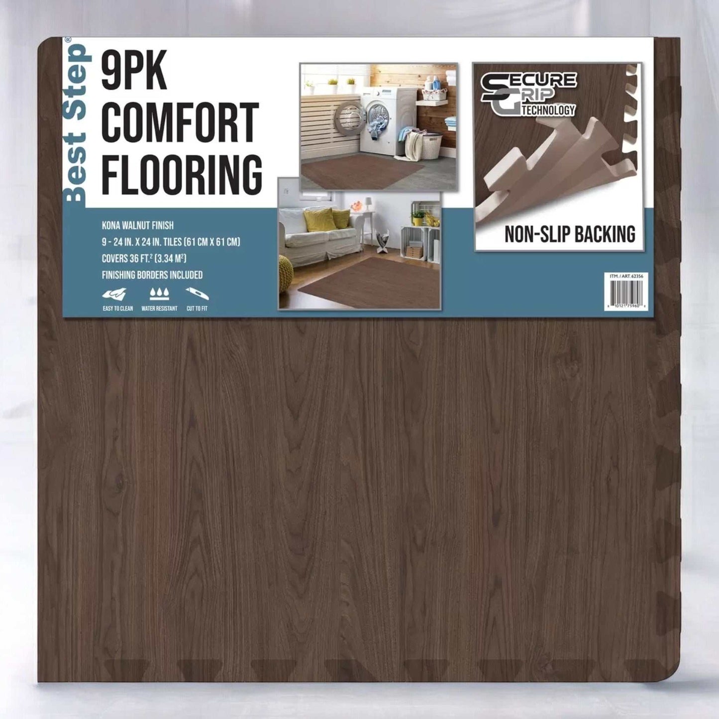Best Step slip-resistant joint mats 9-piece set in Kona Walnut color on floor