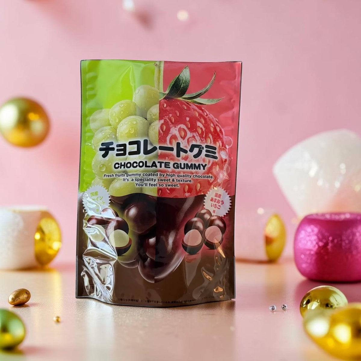 レインボートレーディング チョコレートグミ マスカット ＆ ストロベリー 37g×10袋 グミ チョコレート