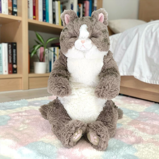 サンレモン ひざねこすやすや グレー 猫ぬいぐるみ Lサイズ 癒し抱き枕