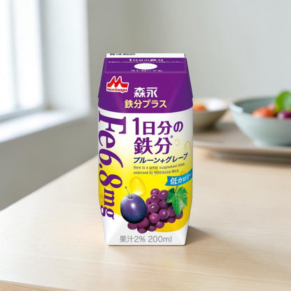 森永 鉄分プラス 1日分の鉄分 プルーン + グレープ味 200ml x 24本