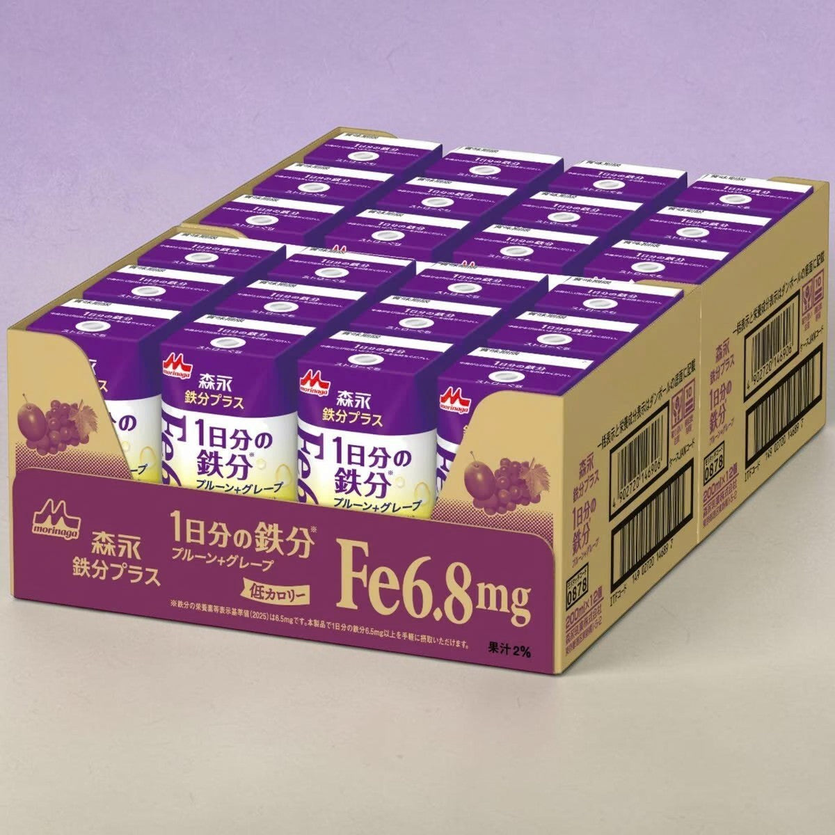 森永 鉄分プラス 1日分の鉄分 プルーン + グレープ味 200ml x 24本