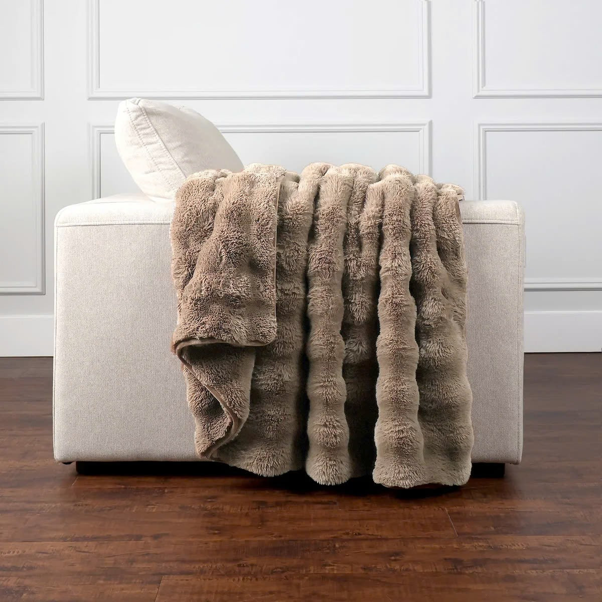 HOUSE & HOME 大判ひざ掛け 152cm x 177cm ブラウン ふわふわブランケット #174533