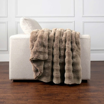 HOUSE & HOME 大判ひざ掛け 152cm x 177cm ブラウン ふわふわブランケット #174533