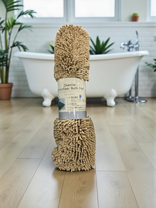 シェニール 吸水マイクロファイバー バスマット 60cm x 90cm  カラー ベージュ