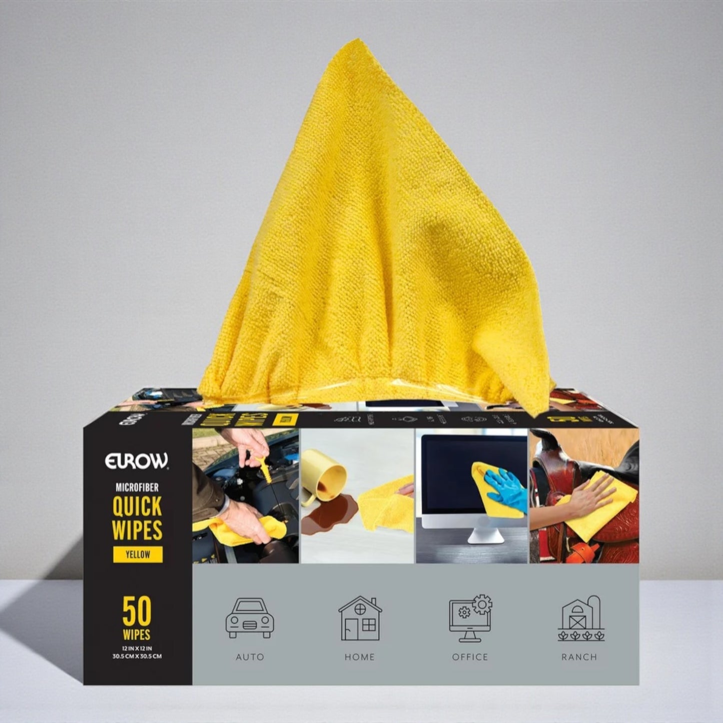 EUROW マイクロワイプ 50枚入り 使い捨てタオル カラー イエロー