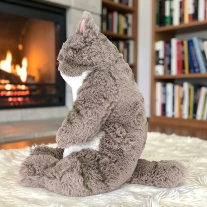 サンレモン ひざねこすやすや グレー猫ぬいぐるみ Lサイズ 癒しの膝乗せ猫