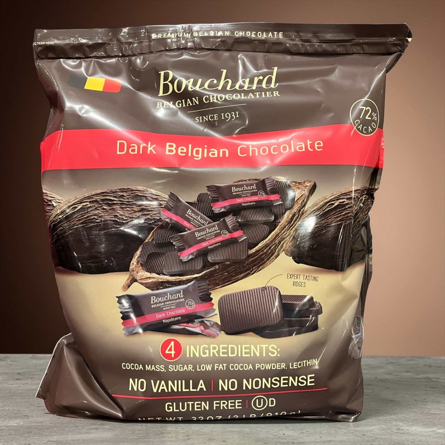 Bouchardダークチョコレート72％カカオ910gベルギー製糖質50％カットビーガングルテンフリー