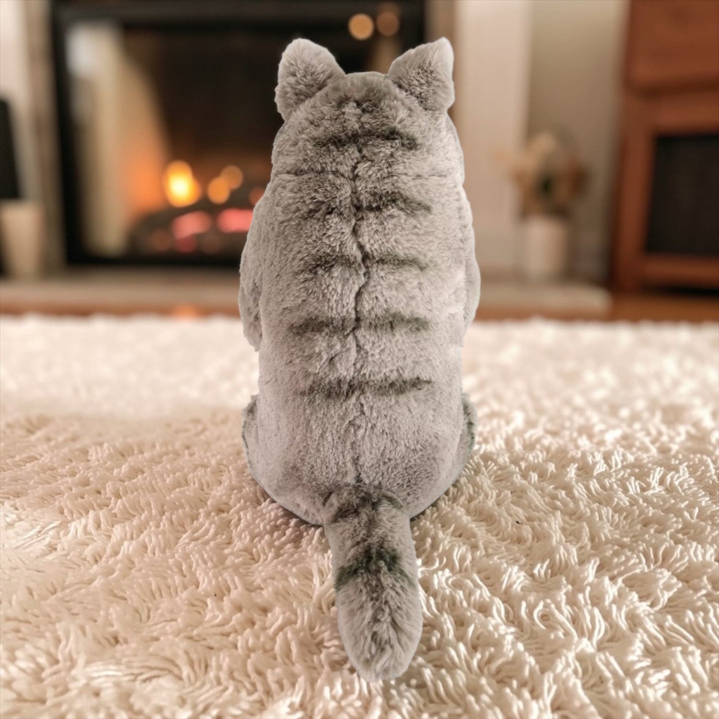 サンレモンひざねこすやすやLサイズグレーぬいぐるみ猫膝にフィットする癒しの抱き枕