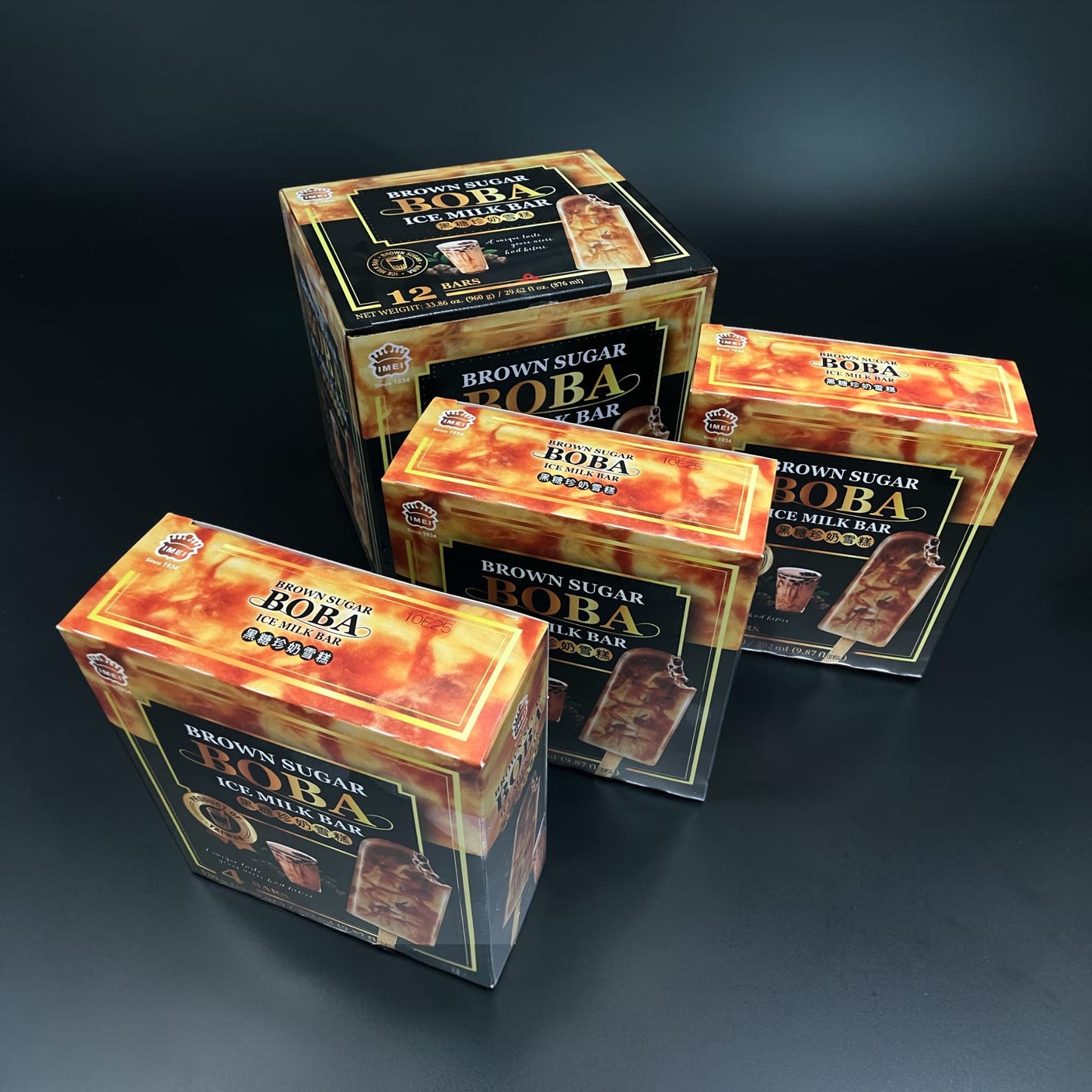 IMEI 黒糖珍奶雪糕 黒糖タピオカミルクアイスバー  4本入り 小分け販売  BROWN SUGAR BOBA ICE MILK BAR