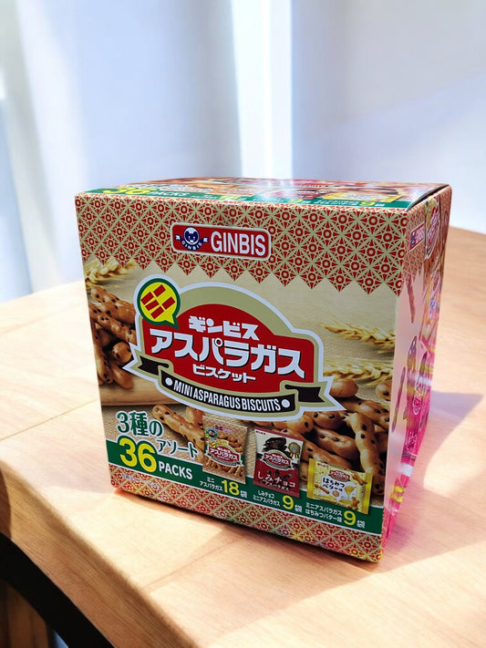 ギンビス　ミニアスパラガス ビスケット 3種のアソート　36パック入り