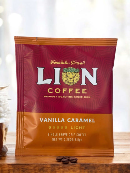 ライオンコーヒー バニラキャラメル ドリップバッグ 8g 패키지 이미지.