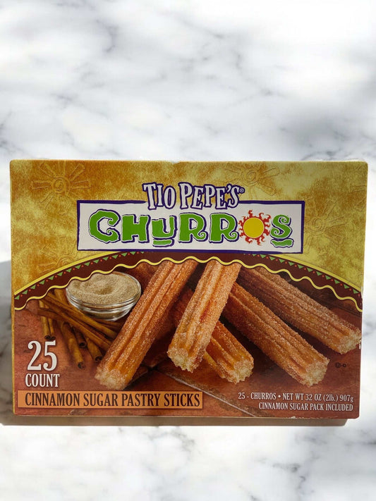 Frozen Tio Pepe’s churros 25 count cinnamon sugar pastry sticks pack