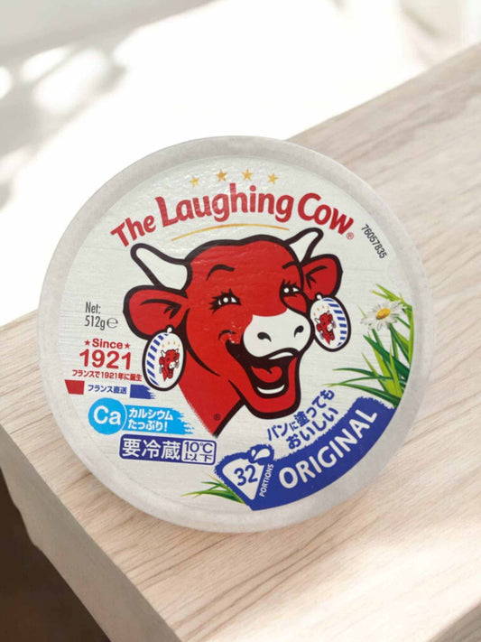 The Laughing Cow Original creamy spreadable cheese 32 pieces 512g refrigerated product with red laughing cow logo French cheese