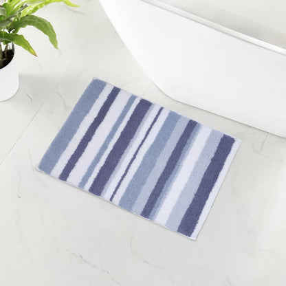 WELHOME バスラグ 45cm x 60cm 2個パック カラー ブルーストライプ