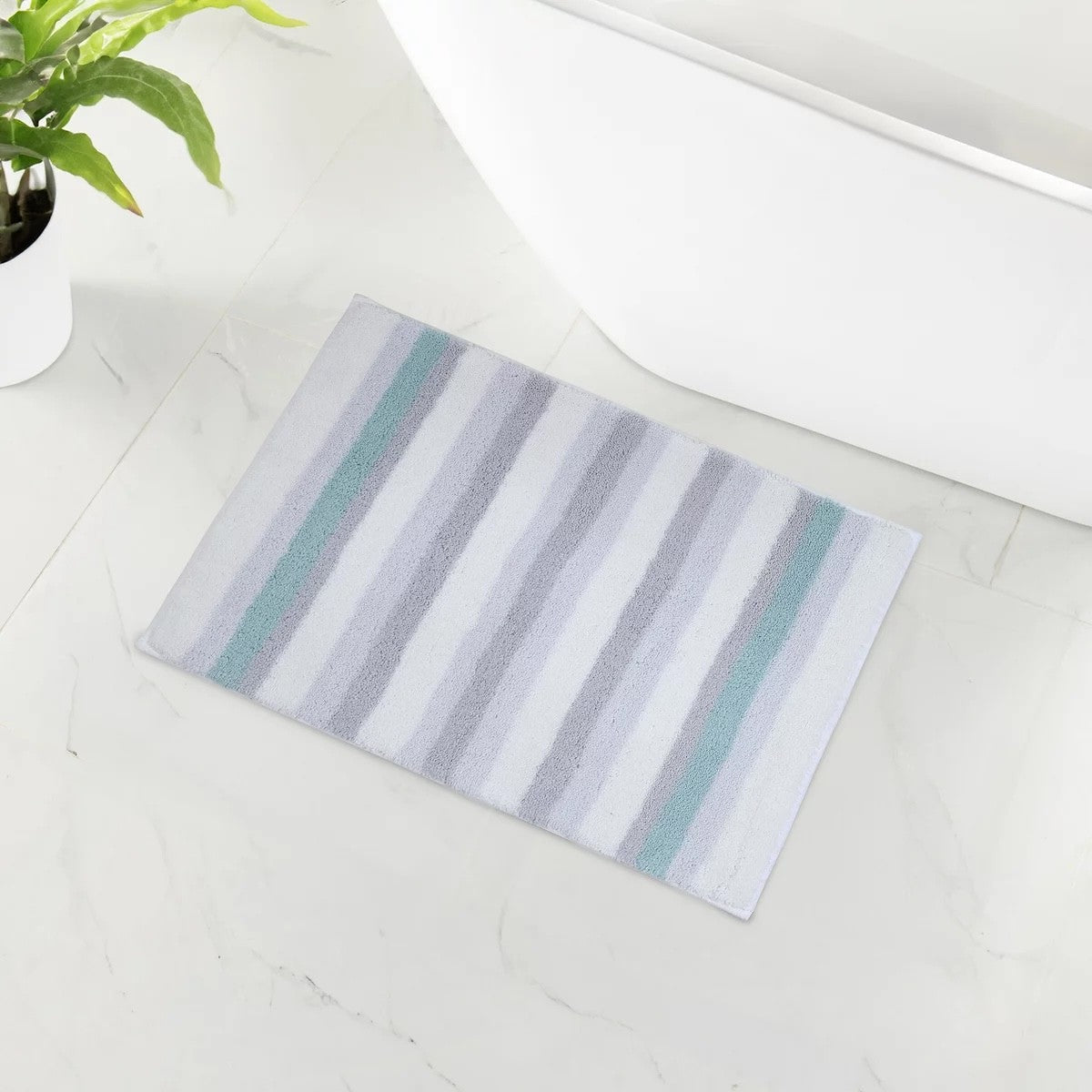 WELHOME バスラグ 45cm x 60cm 2個パック カラー グレーストライプ