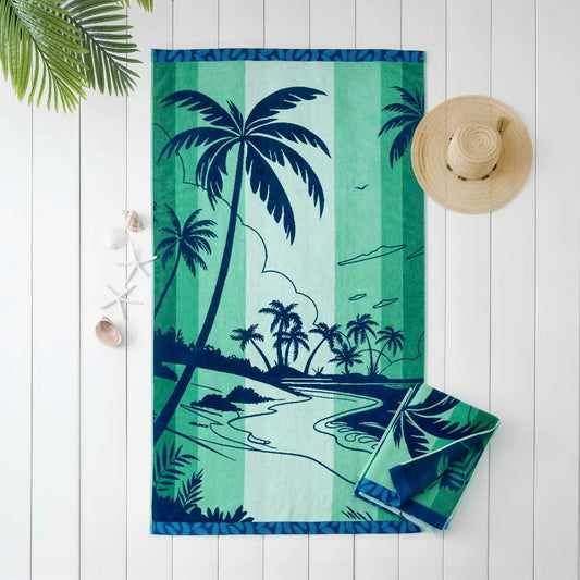 大判ビーチタオル 101cm x 182cm  WELSPUN  カラー  バケーションシーン