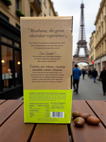 モンバナミルクチョコレートアーモンド600gパリ風パッケージココアパウダーコーティング香ばしいアーモンド