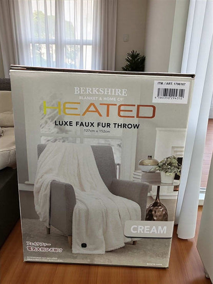 電気大判ひざ掛け 127cm x 152cm   BERKSHIRE BLANKET  カラー クリーム　