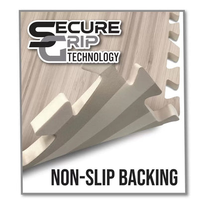 Best Step 9-piece anti-slip joint mats in bleached oak, 61x61cm, 12mm thick, durable and easy-to-clean floor mats