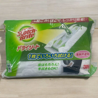 Scotch Brite dry sheets pack of 18 with ultra-fine fibers for effective dust and dirt removal, lint-free and chemical-free cleaning.