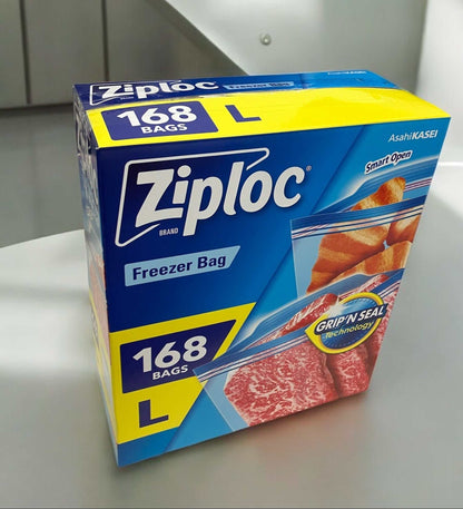 Ziplocフリーザーバッグ168枚入り、Grip n' Sealテクノロジー、Lサイズ