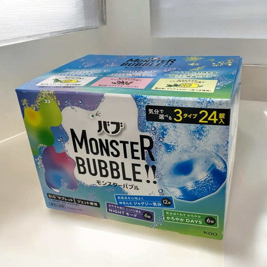 バブ モンスターバブル入浴剤セット 24個入り、3タイプの香り付き炭酸タブレット。