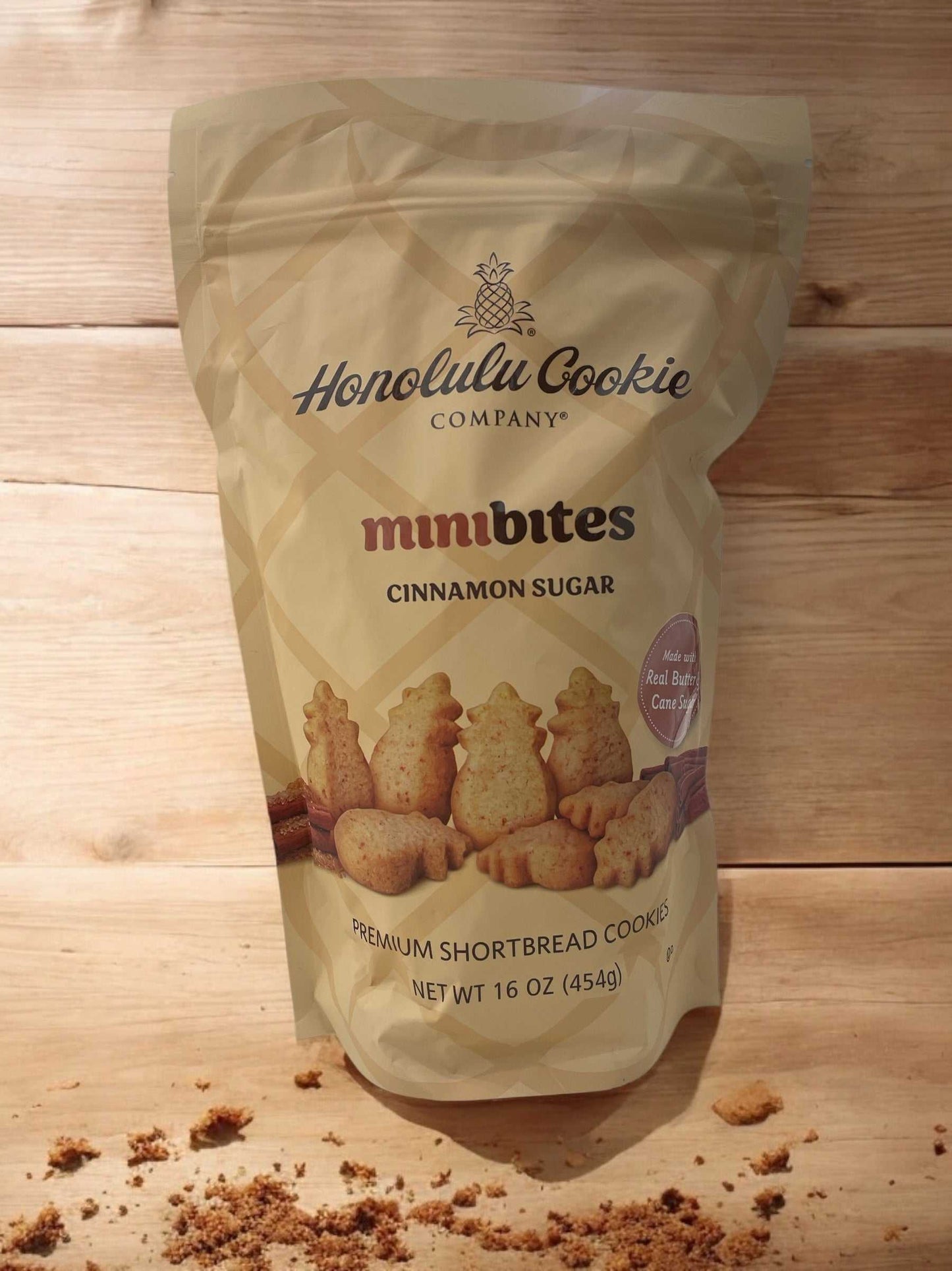 ホノルルクッキーのパイナップル型シナモンシュガークッキー袋入りお土産用