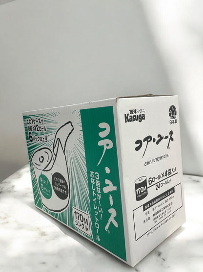 コア ユース トイレットペーパー 170m シングル芯なし 24ロール入り