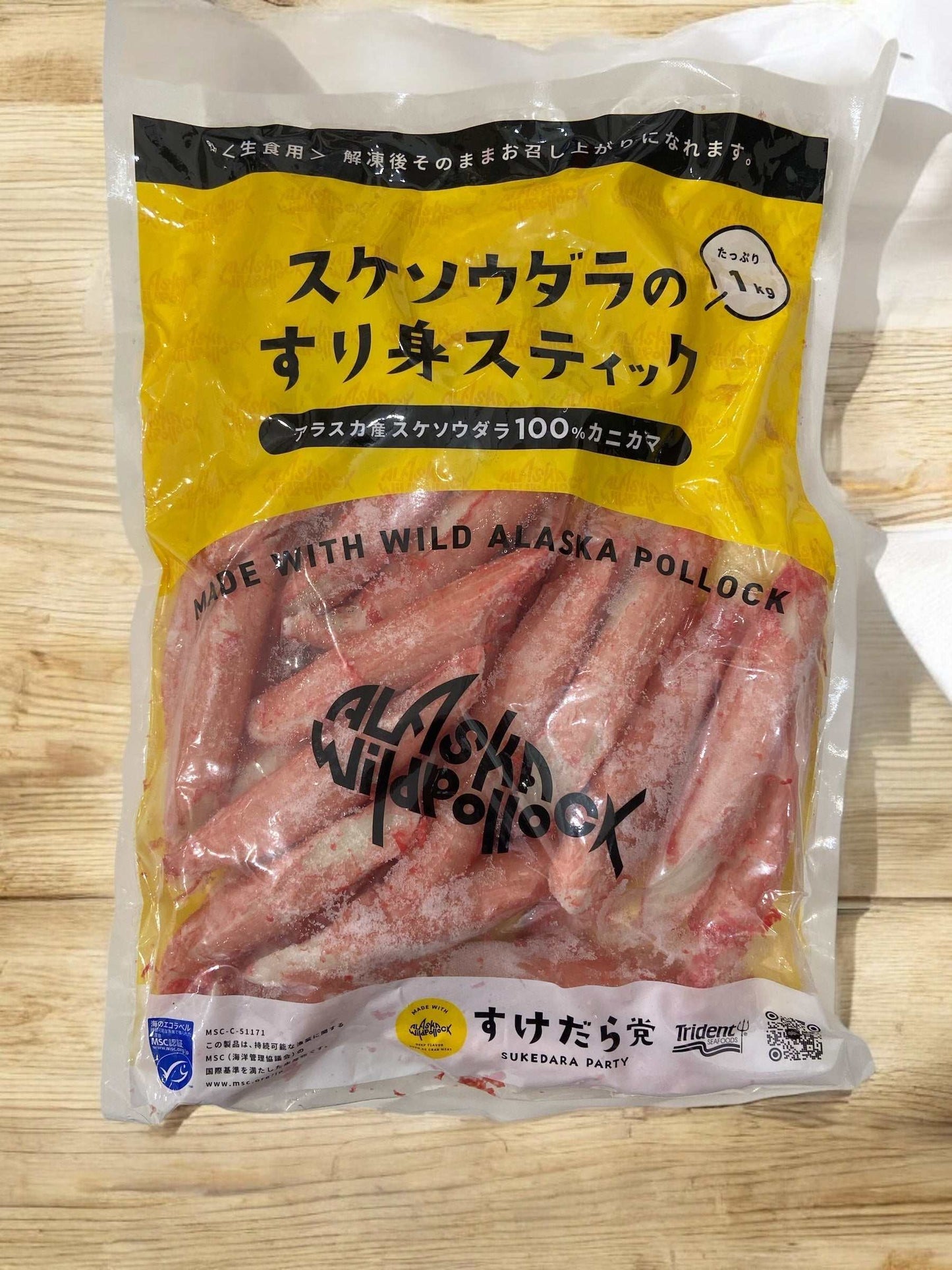 Frozen Alaska pollock surimi sticks with crab flavor, 1kg pack