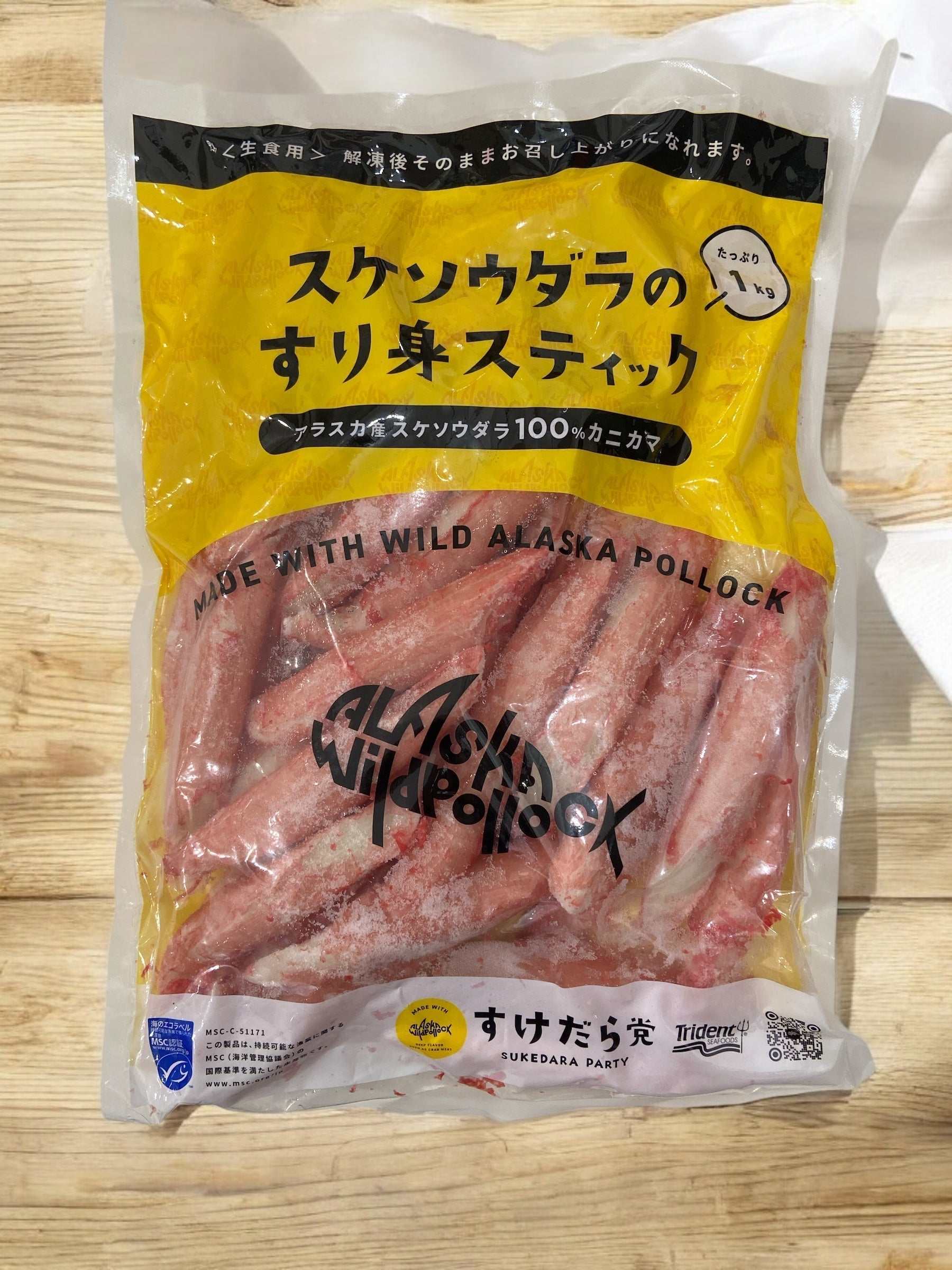 Frozen Alaska pollock surimi sticks with crab flavor, 1kg pack